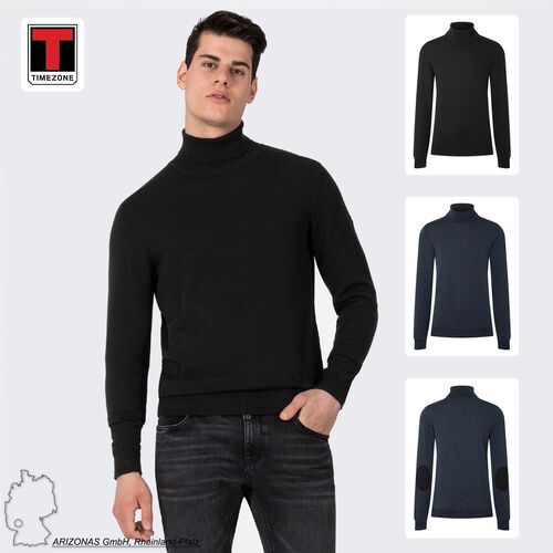 Rollkragenpullover Rippstrick Ellenbogen-Patch