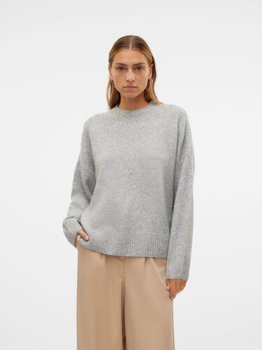 Strickpullover loose fit Rundhals tiefe Schultern 