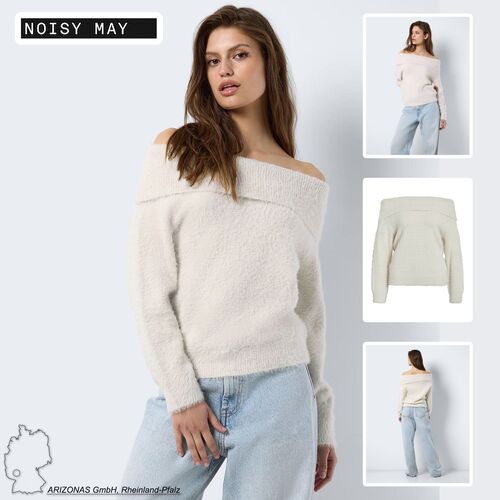 Strickpullover Schulterfrei Langarm Bequem