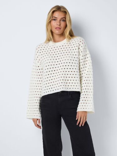 Damen Strickpullover Rundhals locker geschnitten langarm 