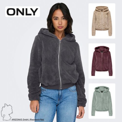 Jacke Teddyfell Kapuze Kurz Rei�verschluss