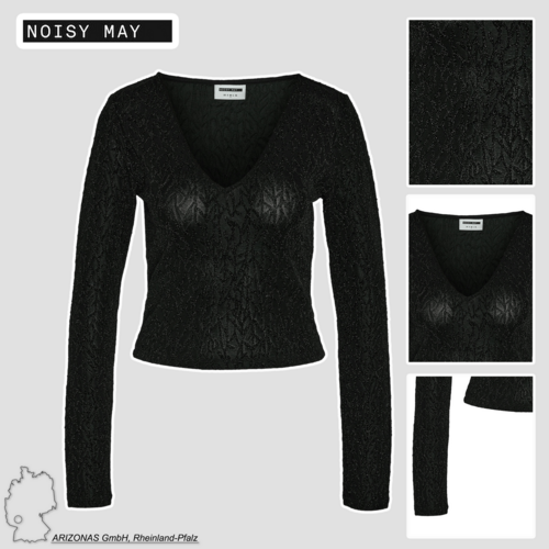 Top Langarm V-Ausschnitt Slim Fit