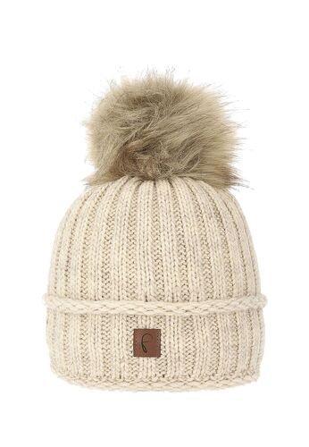 Strickm�tze mit Bommel Thermo-Fleece Beanie 