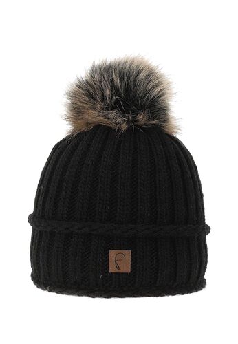 Strickm�tze mit Bommel Thermo-Fleece Beanie 