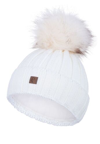 Warme Beanie Strickm�tze mit Fleece Innenfutter und Bommel 