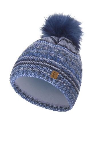 Bommelm�tze gestreift mit Kunstfell-Bommel und Fleece Innenfutter 