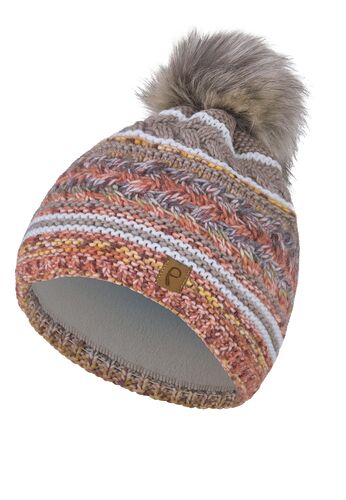 Bommelm�tze gestreift mit Kunstfell-Bommel und Fleece Innenfutter 