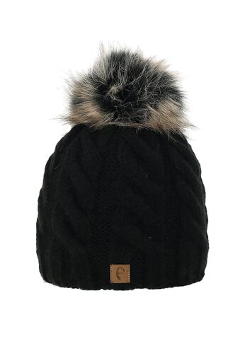 Beanie Bommelm�tze mit Zopfmuster Gef�ttert 