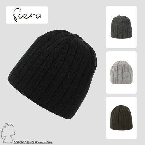 Strick Beanie mit Fleece-Innenfutter und glatter Oberfl�che