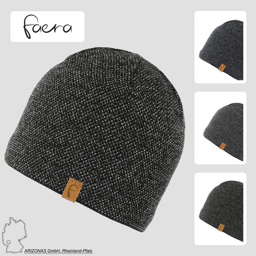 Strick Beanie mit Fleece Innenfutter und Melange Design