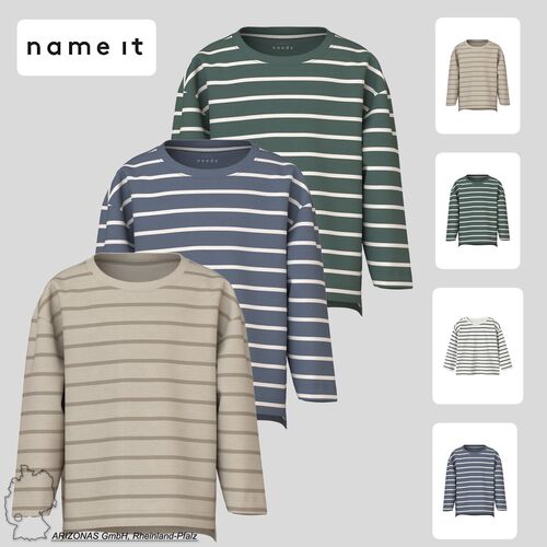 Gestreiftes Langarmshirt Rundhals Pullover Tiefe Schultern