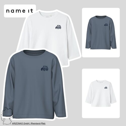 Weiches Longsleeve mit Traktor Motiv Stickerei Langarmshirt