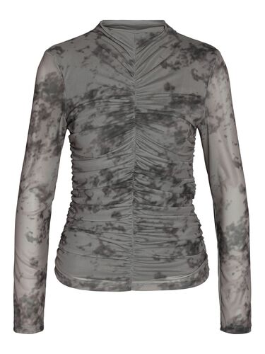 Top Langarm Stretch Allover-Print Rundhals 