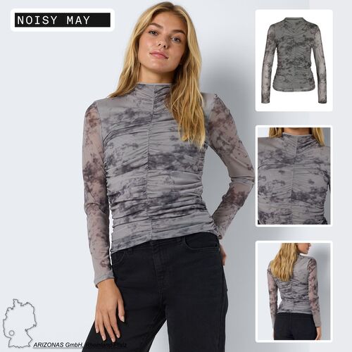 Top Langarm Stretch Allover-Print Rundhals