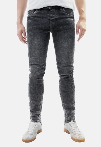 Jeans in grauer Waschung mit Knopfverschluss und 5-Pocket-Style 