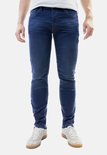 Jeans im Regular Fit mit Design-Falten und Twill-Denim 