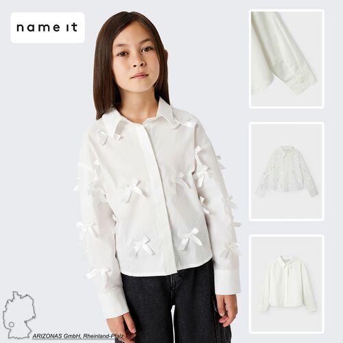 M�dchen Bluse Popeline locker kurz Hemdkragen