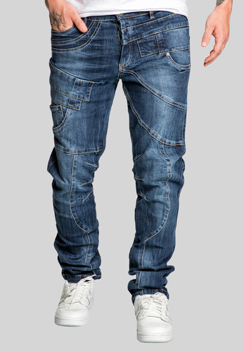 Design Jeans Regular Stretch Denim Pants Patchwork-Look A&S 