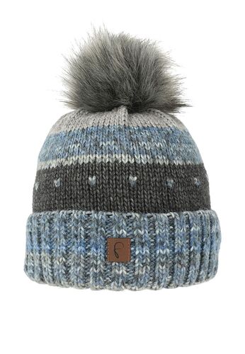 Bommelm�tze gestreift mit Kunstfell-Bommel und Fleece Innenfutter 