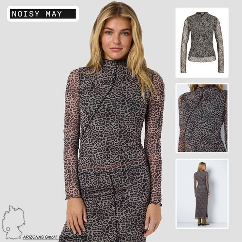 Blusentop High Neck Mesh Allover-Print