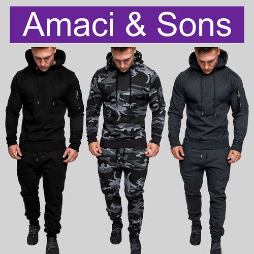 Basic Jogginganzug Sweatsuit mit Armtasche sportlich bequem A&S