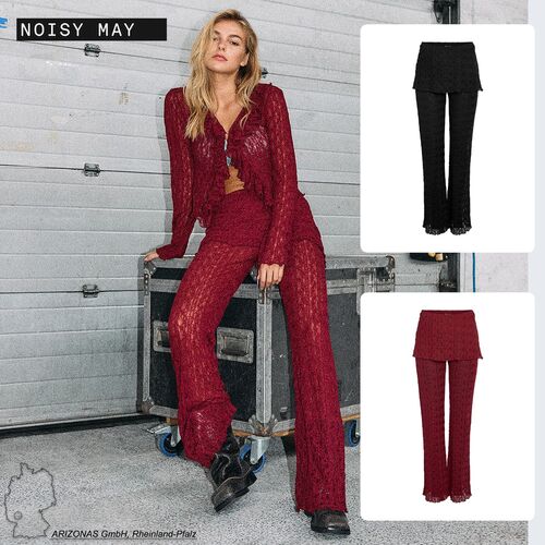 Spitzen Details Hose mit weitem Bein und FOLD DOWN Design 