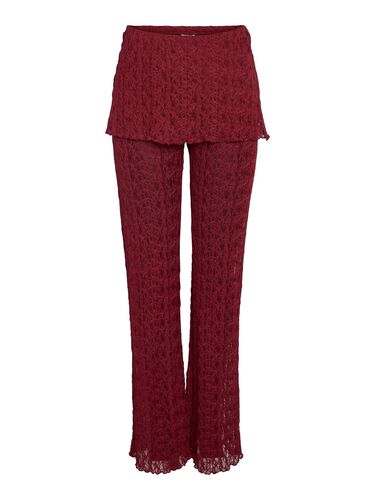 Spitzen Details Hose mit weitem Bein und FOLD DOWN Design  