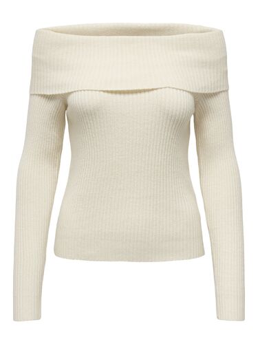 Weicher Strickpullover Langarm Schulterfrei 