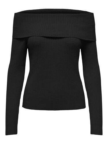 Weicher Strickpullover Langarm Schulterfrei 