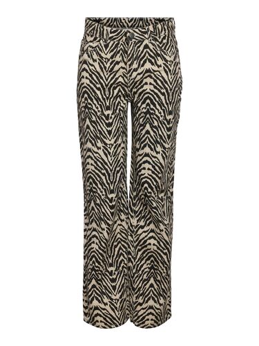 Straight Fit Jeans mit Zebra-Print Denim Stoffhose 