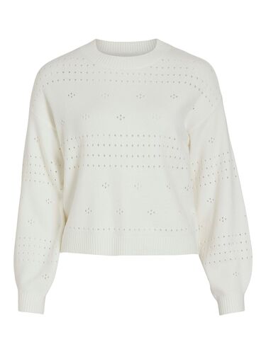 Soft Strickpullover mit Ballon�rmel Pointelle Muster 