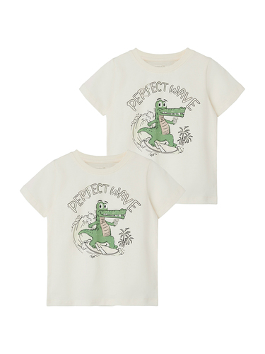 2er-SET T-Shirt Print Design Lockeres Rundhals Shirt 