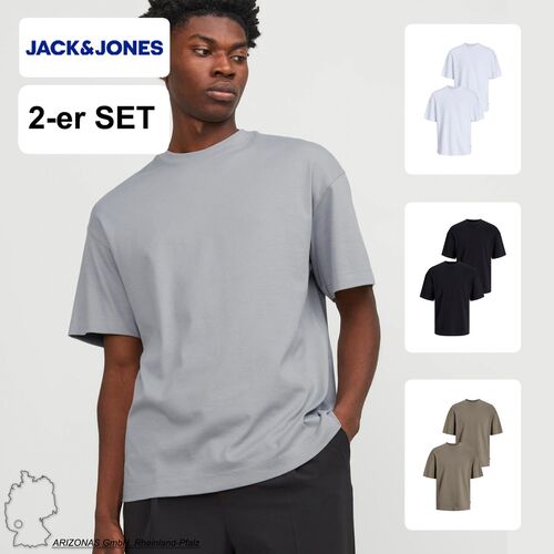 Jack & Jones 2er-SET T-Shirt Rundhals Dropped Shoulder Shirt
