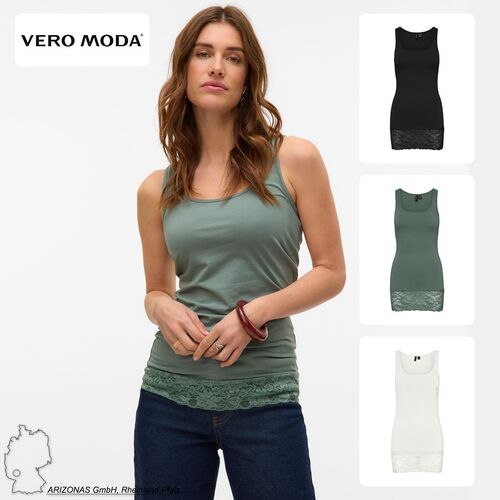 Tanktop mit Spitzenborte und Rundhalsausschnitt