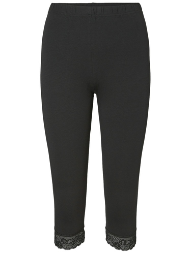 Kurze Leggings Spitzen-Details Hose 