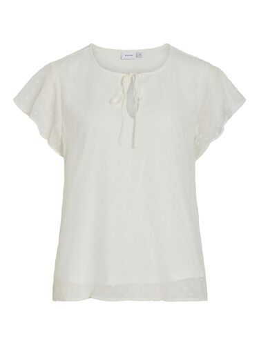 T-Shirt mit P�nktchen und Kordel-Detail an Ausschnitt 