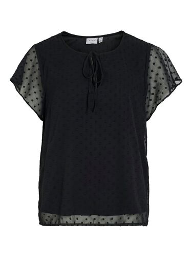 T-Shirt mit P�nktchen und Kordel-Detail an Ausschnitt 