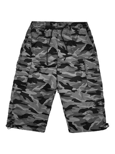 Leichte Zip Off Bermuda Shorts mit Camouflage und Taschen 
