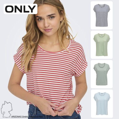 Gestreiftes T-Shirt mit Rundhalsausschnitt