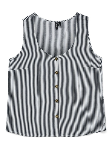 Gestreiftes Shirt mit Knopfleiste ohne �rmel 