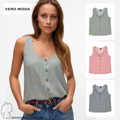 Gestreiftes Shirt mit Knopfleiste ohne �rmel