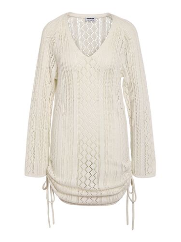 Strickkleid mit V-Ausschnitt und Knotendetail 