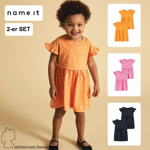 2er-SET  Kleid Kurzes Rundhals Baumwolle Dress