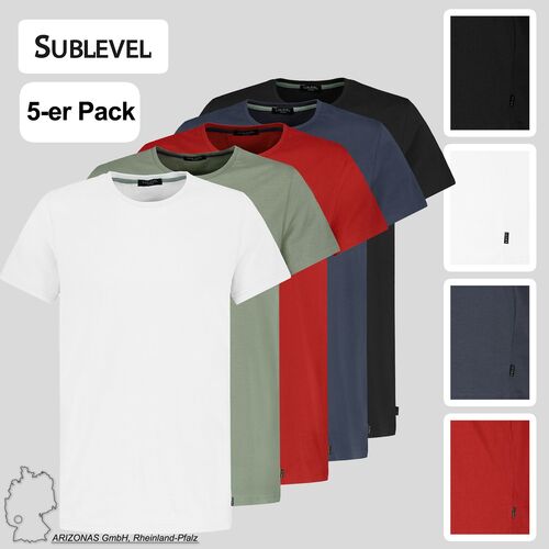 5er-Pack Rundhals Basic T-Shirts Kurzarm