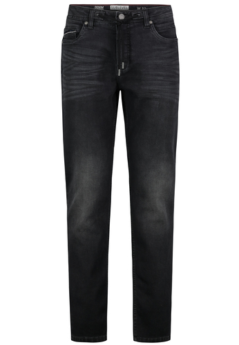 Slim Fit Jeans mit Used-Denim Waschung und Tunnelzug 