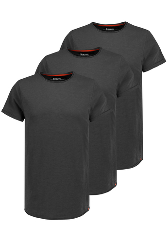 3er Pack Herren T-Shirts mit Rundhals und Rollkante 