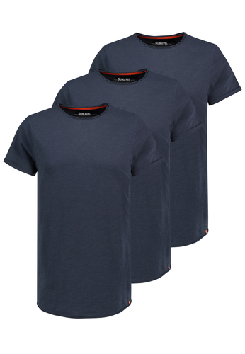 3er Pack Herren T-Shirts mit Rundhals und Rollkante 