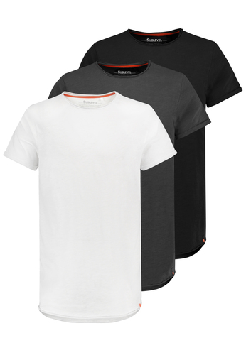 3er Pack Herren T-Shirts mit Rundhals und Rollkante 