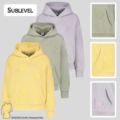 Kapuzenpullover mit Smiley-Motiven und K�ngurutasche