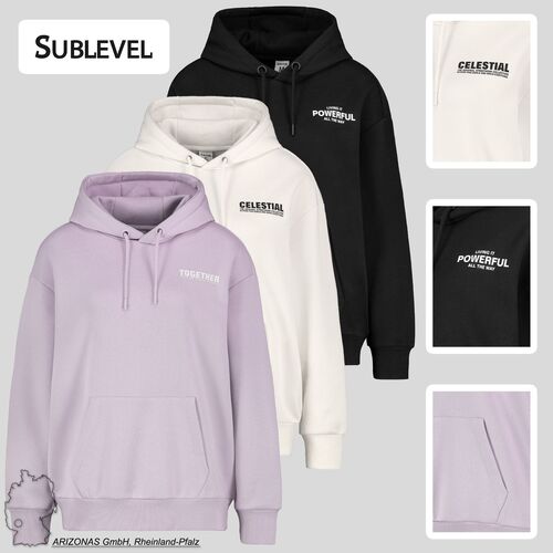 Kapuzenpullover mit K�ngurutasche und Slogan-Print 